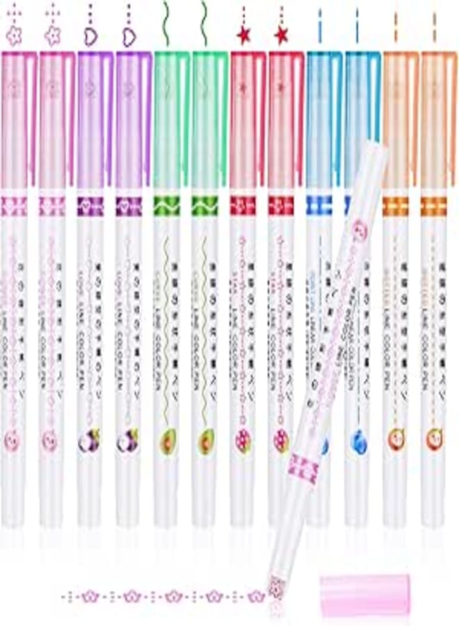 OFFCUP Curve Highlighter, 12 Pieces Set of Coloured Curve Highlighters, Highlighter Pens for Adults Children, Curve Highlighter Pen for Notes Drawings Scrapbook Drawings School Cutouts